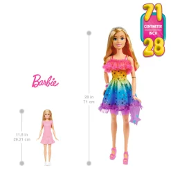 Barbie Bambola alta 71 cm con abito arcobaleno e accessori moda> Bambolotti