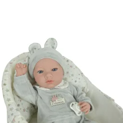 LOVE BEBE' PREMIUM Bambola oliver con culla – 40 cm><noscript><img width=