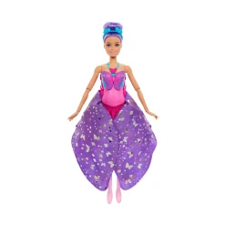Barbie – ali scintillanti, bambola dai capelli viola, trasformazione 2 in 1 da ballerina a farfalla con ali apribili><noscript><img width=