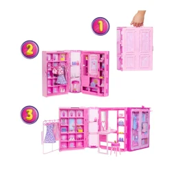 Barbie – armadio dei sogni, set con bambola bionda alla moda, 25 vestiti e accessori, 3 look completi inclusi><noscript><img width=