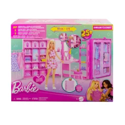 Barbie – armadio dei sogni, set con bambola bionda alla moda, 25 vestiti e accessori, 3 look completi inclusi><noscript><img width=