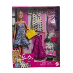 Barbie – bambola bionda alla moda, set con abiti fashion e accessori><noscript><img width=