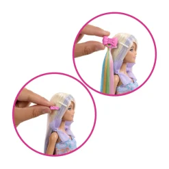 Barbie – bambola fun & fancy, con lunghissimi capelli biondi ed extension, abito metalizzato color argento><noscript><img width=