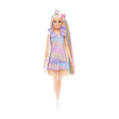 Barbie – bambola fun & fancy, con lunghissimi capelli biondi ed extension, abito metalizzato color argento><noscript><img width=