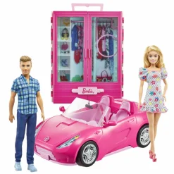 Barbie – bambole & ken con vestiti alla moda, include armadio con maniglia e veicolo con ruote girevoli e cinture di sicurezza; giocattolo per bambini 3+ anni> Camper E Veicoli Per Bambole