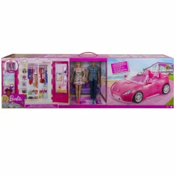 Barbie – bambole & ken con vestiti alla moda, include armadio con maniglia e veicolo con ruote girevoli e cinture di sicurezza; giocattolo per bambini 3+ anni><noscript><img width=