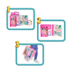 Barbie – casa delle vacanze, playset con 4 aree di gioco e 11 accessori decorativi inclusi><noscript><img width=