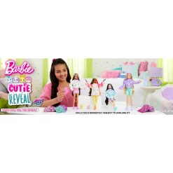 Barbie – cutie reveal serie color dream, bambola con costume da animale di peluche tye-die e 10 accessori a sopresa con effetto cambia colore – assortita> Fashion Dolls