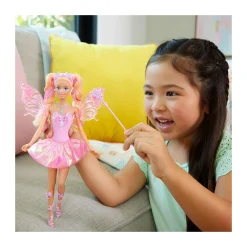 Barbie – fata con bacchetta stellata, bambola a tema fantasy con capelli bondi, ali e outfit cambia colore> Fashion Dolls