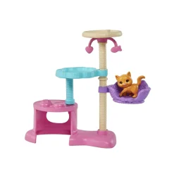 Barbie – giochi dei cuccioli, playset con bambola castana, 1 gatto e 4 gattini, casetta ad albero e accessori inclusi><noscript><img width=