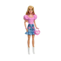 Barbie – grande amica, bambola bionda alta 71 cm con top rosa, gonna in denim e stivali da cowboy, accessori inclusi><noscript><img width=