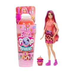 Barbie – pop reveal serie bubble tea, bambola alla moda mango mochi profumata con cucciolo e 8 accessori a sorpresa con effetto cambia colore> Fashion Dolls