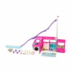 Barbie camper dei sogni playset con veicolo con ruote funzionanti, 7 aree gioco, piscina, scivolo e +60 accessori, giocattolo per bambini 3+ anni> Camper E Veicoli Per Bambole