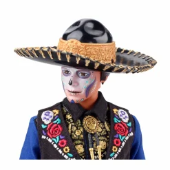 Barbie , ken, bambola día de muertos, indossa un abito tradizionale con volant e ha il volto dipinto a tema calavera, giocattolo per bambini 6+ anni><noscript><img width=