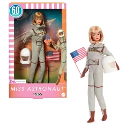 Barbie signature – astronauta, bambola da collezione con tuta argentata, stivali spaziali e casco inclusi, riproduzione vintage del 1965> Fashion Dolls