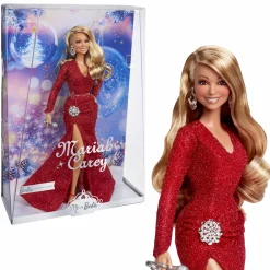 Barbie signature – mariah carey, bambola da collezione per celebrare il natale, con scintillante abito rosso e accessori argentati><noscript><img width=