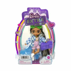 Barbie -extra minis mini bambola articolata con giacca a quadri e morbidi capelli bicolore, giocattolo per bambini 3+ anni, hgp64><noscript><img width=