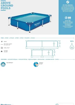 Bestway piscina steel pro frame rettangolare 221x150x43 cm><noscript><img width=