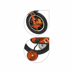 SUN&SPORT Bicicletta 16″ – arancione. 2 freni caliper – borraccia e mascherina frontale e disco colorato nella ruota anteriore inclusi – adatta per  bambini dai 8-12 anni> Biciclette Per Bambini