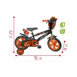 SUN&SPORT Bicicletta 12″ – arancione – freno caliper frontale – borraccia e mascherina frontale incluse – adatta per  bambini dai 3-5 anni><noscript><img width=