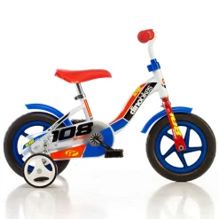 DINO BIKES Bicicletta da 10 pollici senza freno per bambini – telaio in acciaio, ruote in lega, sella regolabile e stabilizzatori di sicurezza – adatta per bambini dai 2 ai 3 anni> Biciclette Per Bambini