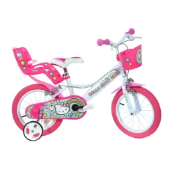 Hello Kitty Bicicletta 14″ – telaio acciaio, ruote gonfiabili, freno e stabilizzatori> Tricicli E Balance Bikes