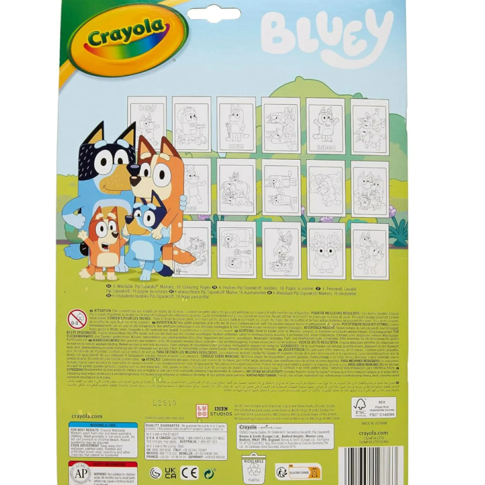 BLUEY album colora con i numeri, con 16 pagine e 6 pennarelli lavabili – 3+ – crayola> Kit Artistici E Pittura
