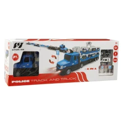 MOTOR & CO. Camion della polizia motor&co. 2 in 1 -trasportatore e pista con lanciatore, trasporta e gareggia!><noscript><img width=
