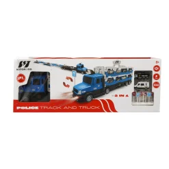MOTOR & CO. Camion della polizia motor&co. 2 in 1 -trasportatore e pista con lanciatore, trasporta e gareggia!><noscript><img width=