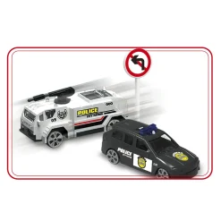 MOTOR & CO. Camion della polizia motor&co. 2 in 1 -trasportatore e pista con lanciatore, trasporta e gareggia!><noscript><img width=