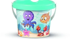 Carriola con set mare happy fish composto da secchiello decorato annaffiatoio setaccio paletta rastrello e una formina><noscript><img width=