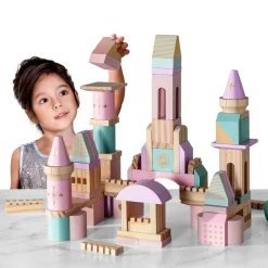 FAO Schwarz Castello di mattoncini in legno colorati da 75 pezzi><noscript><img width=