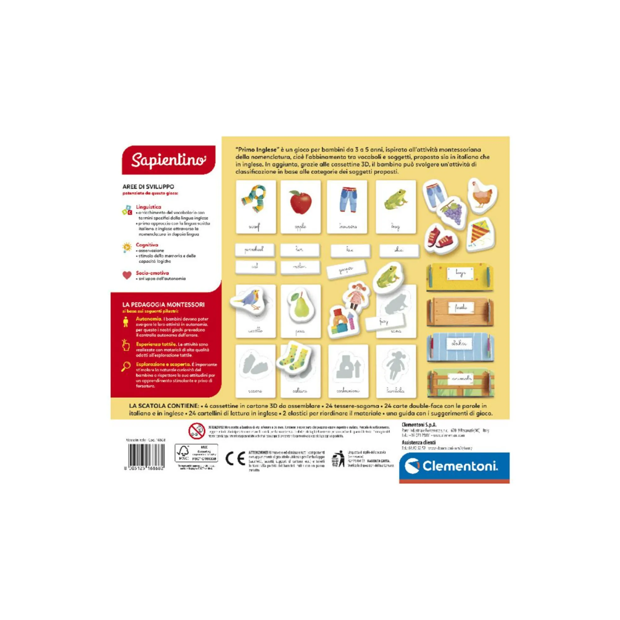 SAPIENTINO Clementoni – montessori – primo inglese> Primi Apprendimenti