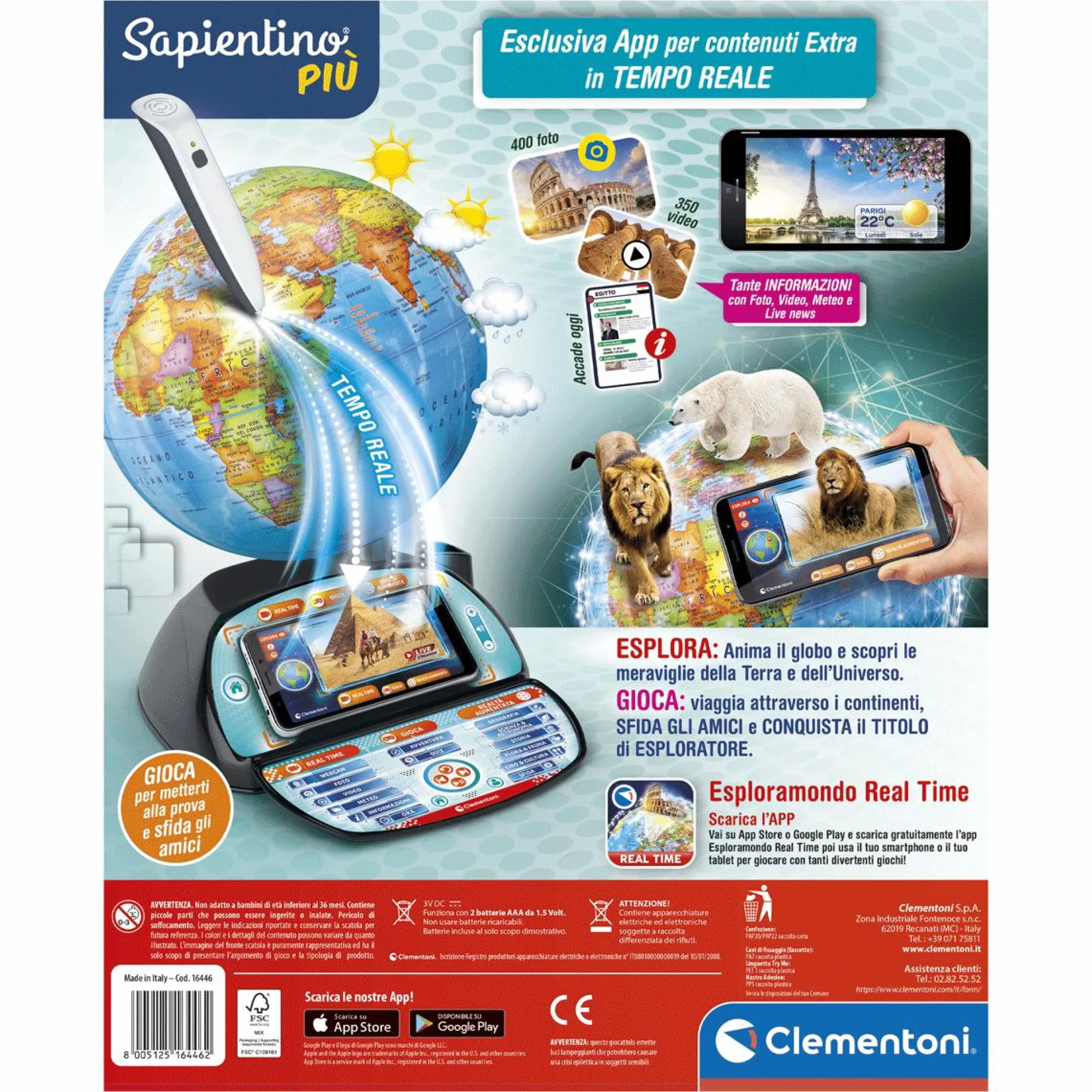 SAPIENTINO Clementoni – più – esploramondo real time> Primi Apprendimenti