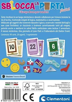 CLEMENTONI – sblocca la porta – pocket> Giochi Di Società Per Bambini