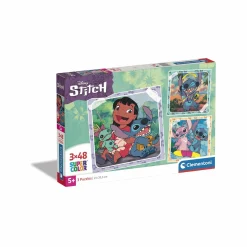 CLEMENTONI – supercolor puzzle disney stitch – 3×48 pezzi, 25321> Puzzle Per Bambini
