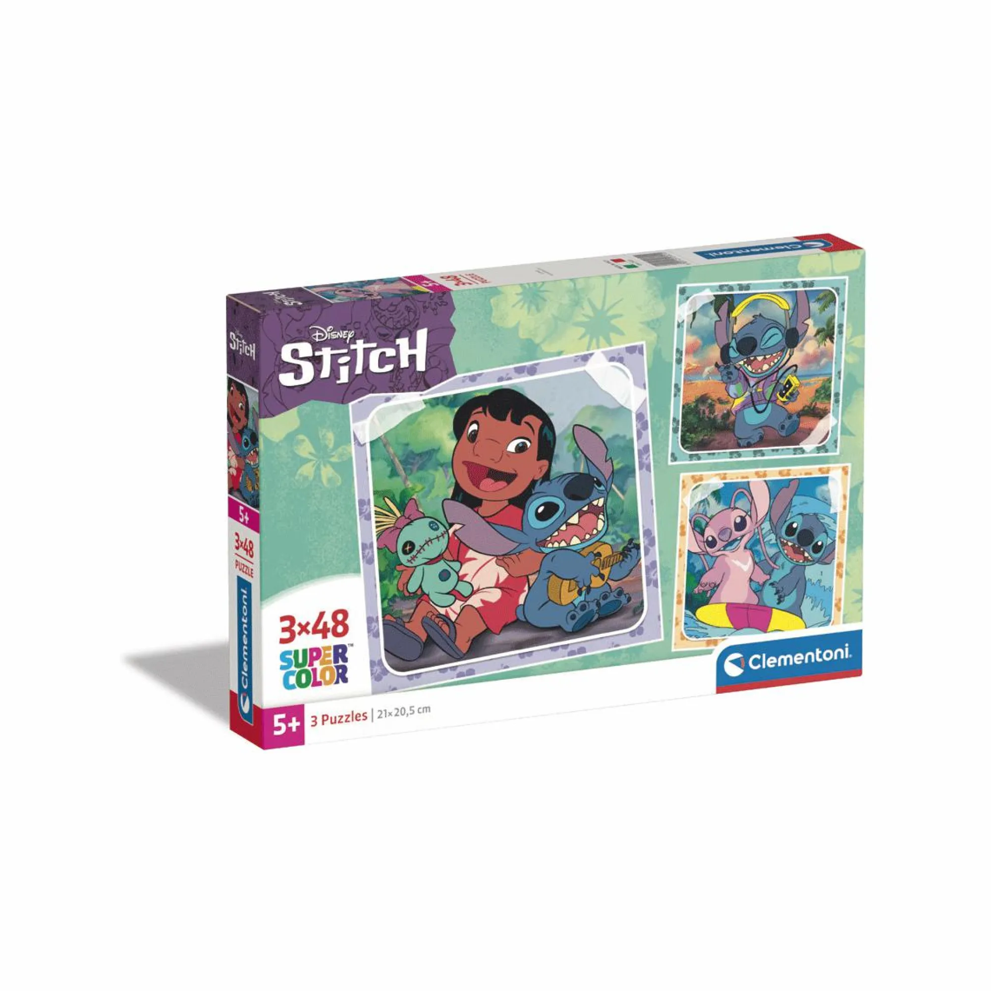 CLEMENTONI – supercolor puzzle disney stitch – 3×48 pezzi, 25321> Puzzle Per Bambini