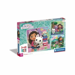 CLEMENTONI – supercolor puzzle gabby’s dollhouse – 3×48 pezzi, 25295> Puzzle Per Bambini