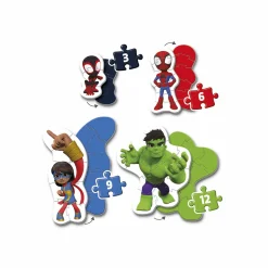 CLEMENTONI – supercolor puzzle marvel spidey and his amazing friends – 3+6+9+12 pezzi, 20836><noscript><img width=