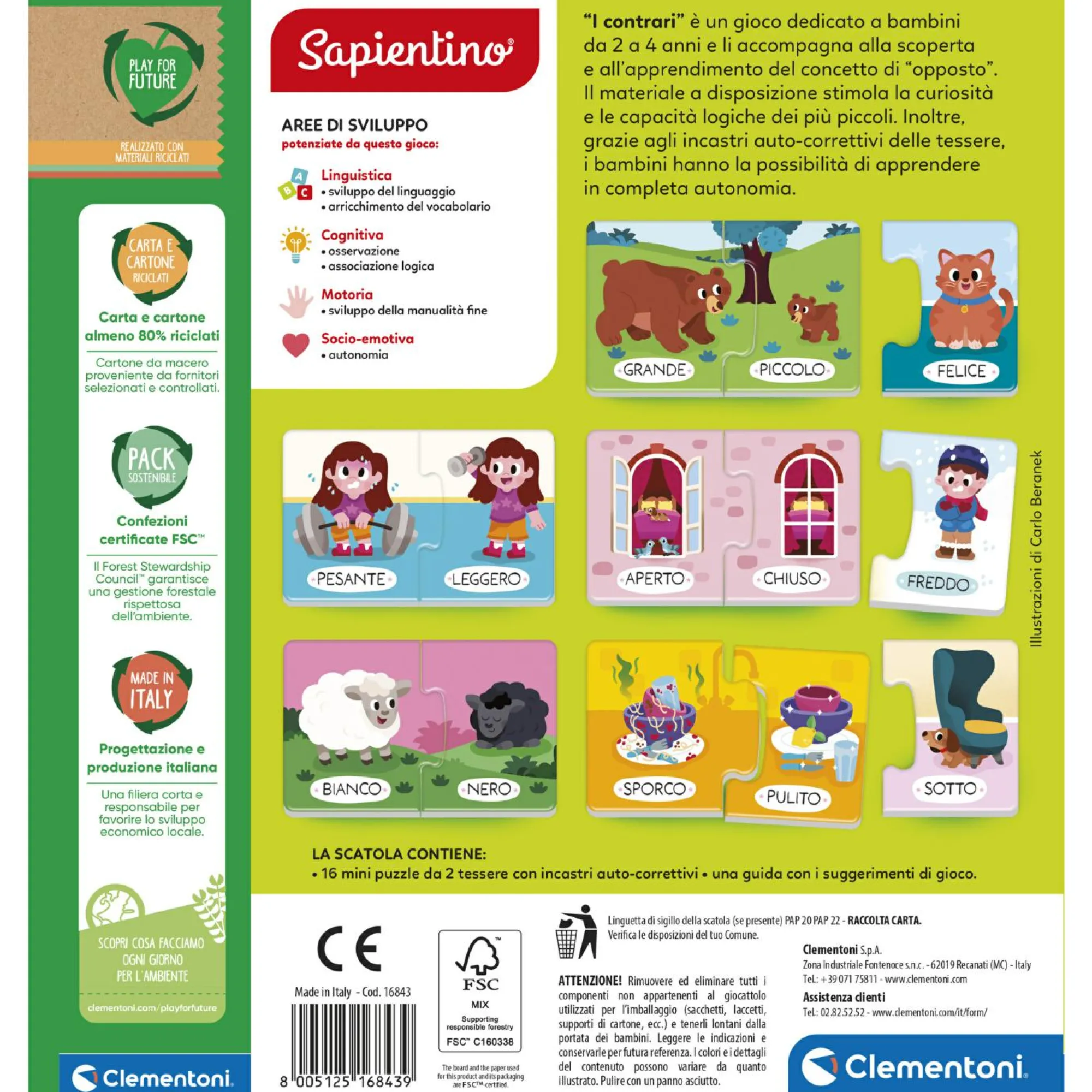 SAPIENTINO Clementoni i contrari 16843 – gioco educativo sui contrari> Giochi Educativi In Legno