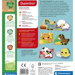 SAPIENTINO Clementoni montessori cuccioli in fattoria 16850 – gioco educativo montessori per bambini> Primi Apprendimenti