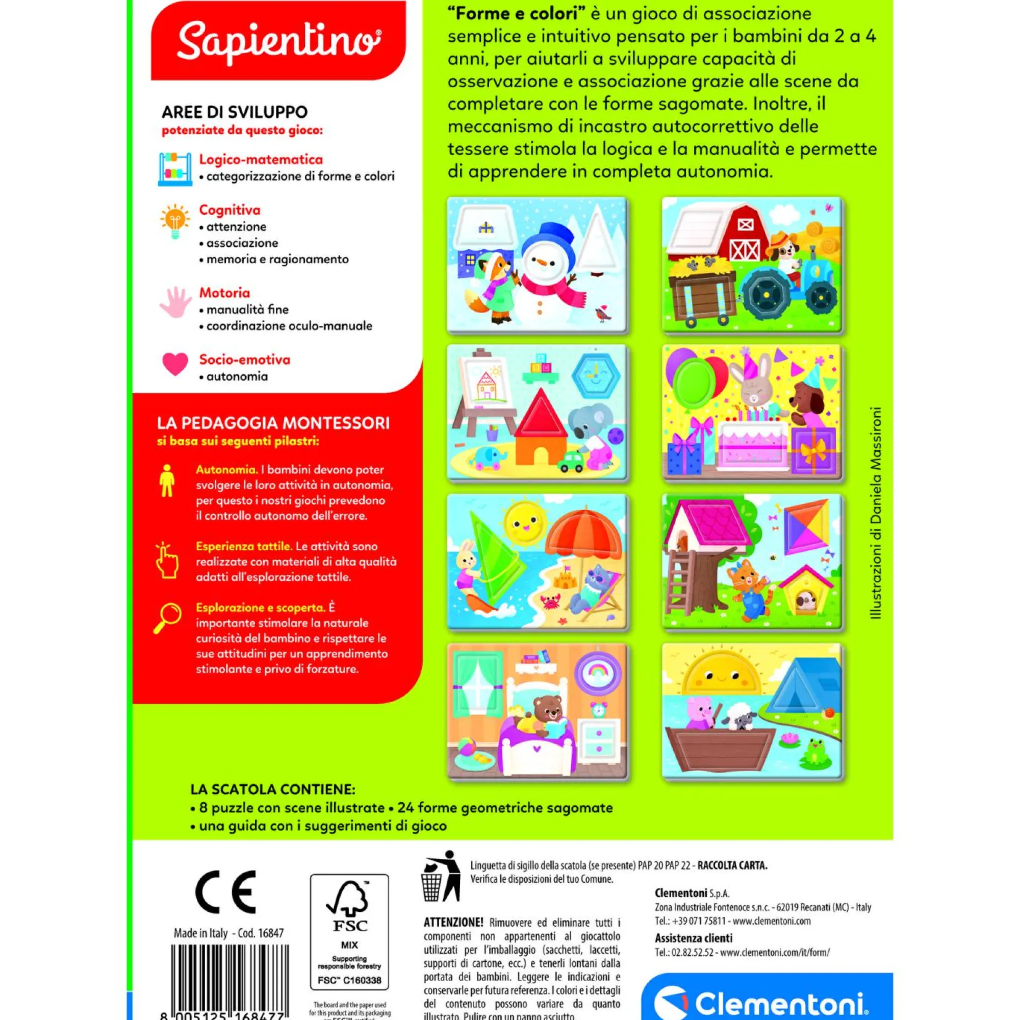 SAPIENTINO Clementoni montessori forme e colori 16847 – gioco educativo per bambini> Primi Apprendimenti