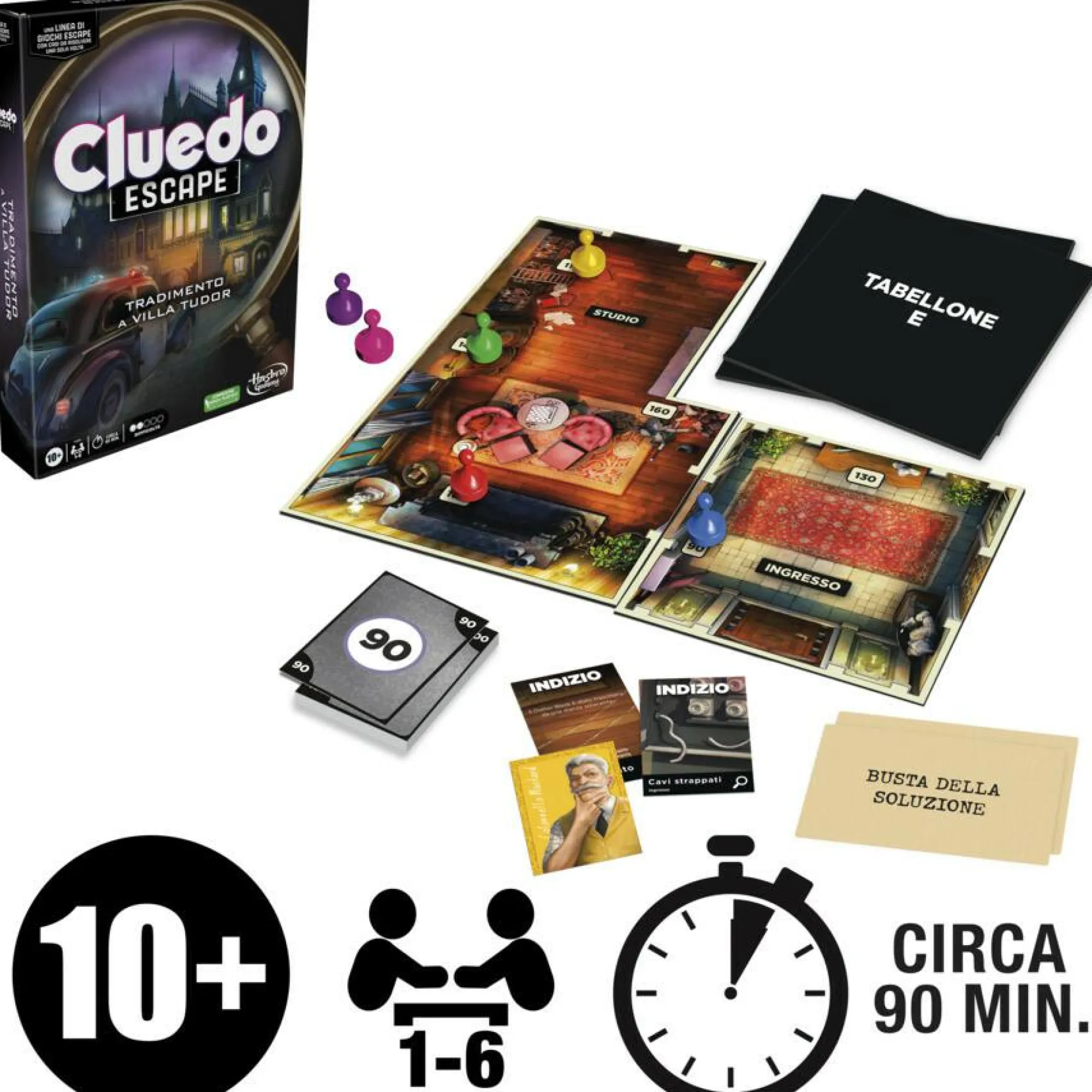 HASBRO GAMING Cluedo escape – il tradimento a villa tudor refresh, un gioco di misteri ed enigmi in versione escape game, un gioco da tavolo cooperativo per famiglie, dai 10 anni in su, da 1 a 6 giocatori> Giochi Da Tavolo Per Adulti E Carte Collezionabili|Giochi Escape Room Ed Enigmi