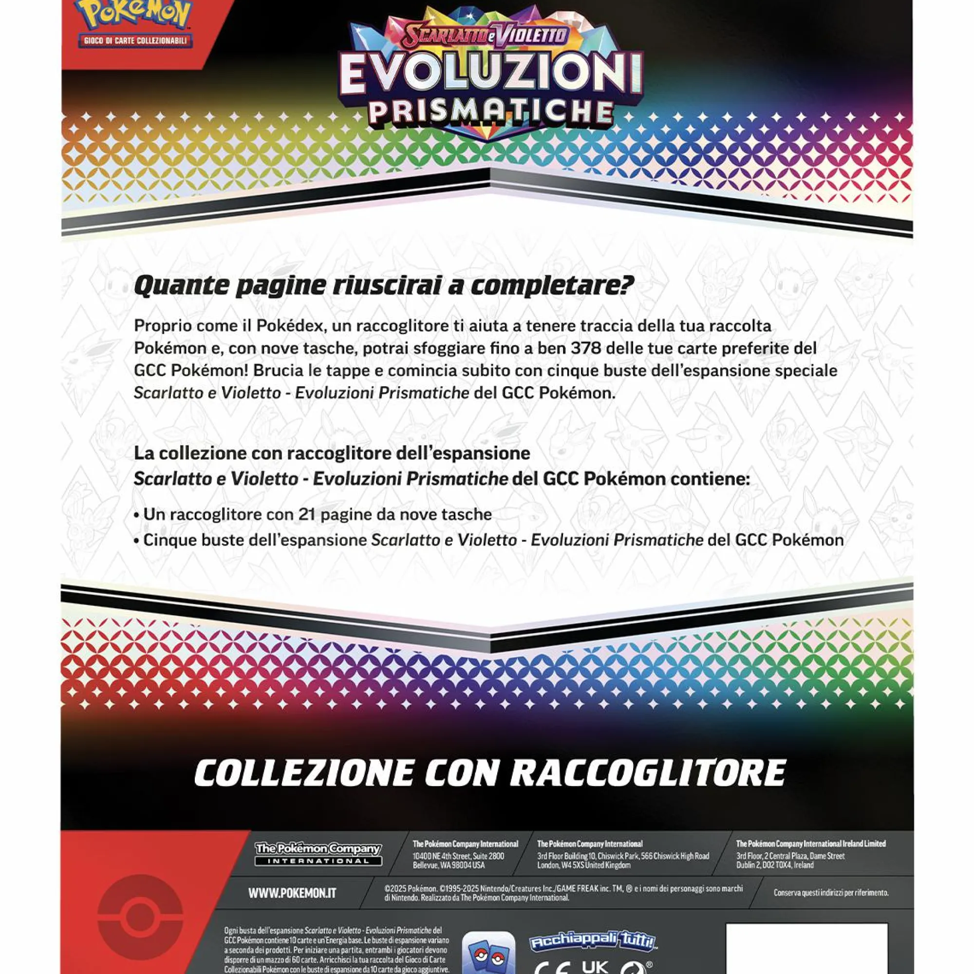 POKEMON Collezione con raccoglitore dell’espansione scarlatto e violetto – evoluzioni prismatiche> Giochi Di Carte