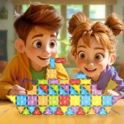 ZIG ZAG Costruzioni magnetiche per bambini – 100 piastrelle magnetiche><noscript><img width=