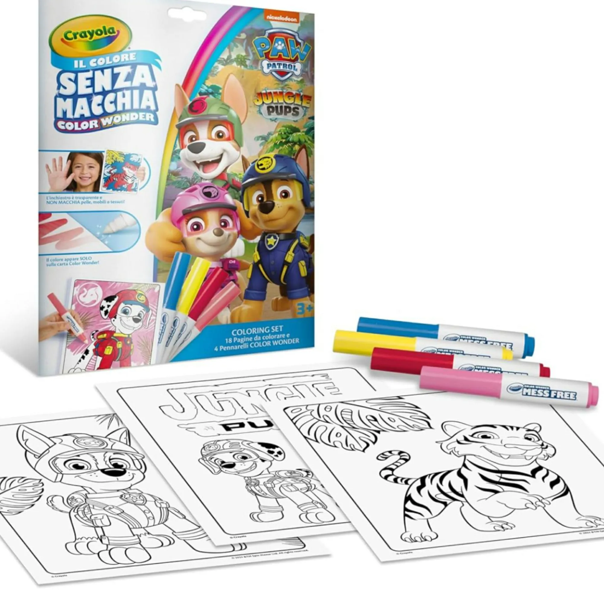 Paw Patrol Crayola – color wonder, coloring set con 18 pagine da colorare e 4 pennarelli senza macchia, soggetto , attività creativa per bambini> Kit Artistici E Pittura