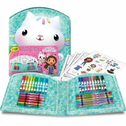 CRAYOLA – valigetta creativa gabby’s dollhouse, 40 pezzi con pennarelli, pastelli a cera, pagine da colorare, adesivi, idea regalo e attività creativa per bambini da 5 anni> Kit Artistici E Pittura