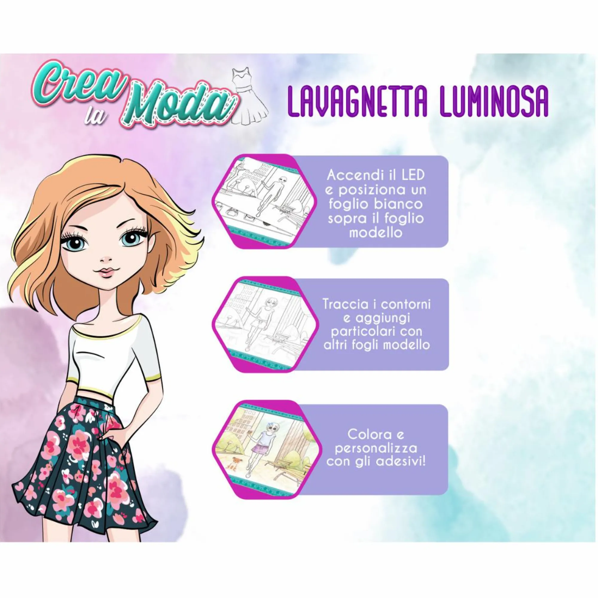 CRAYOLA creations – crea la moda – lavagnetta luminosa con accessori> Moda, Gioielli, Decorazioni, Cosmetici