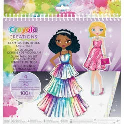CRAYOLA creations glam fashion super set – disegna la tua collezione di moda | set creativo con stencil e stickers per bambine 8+><noscript><img width=