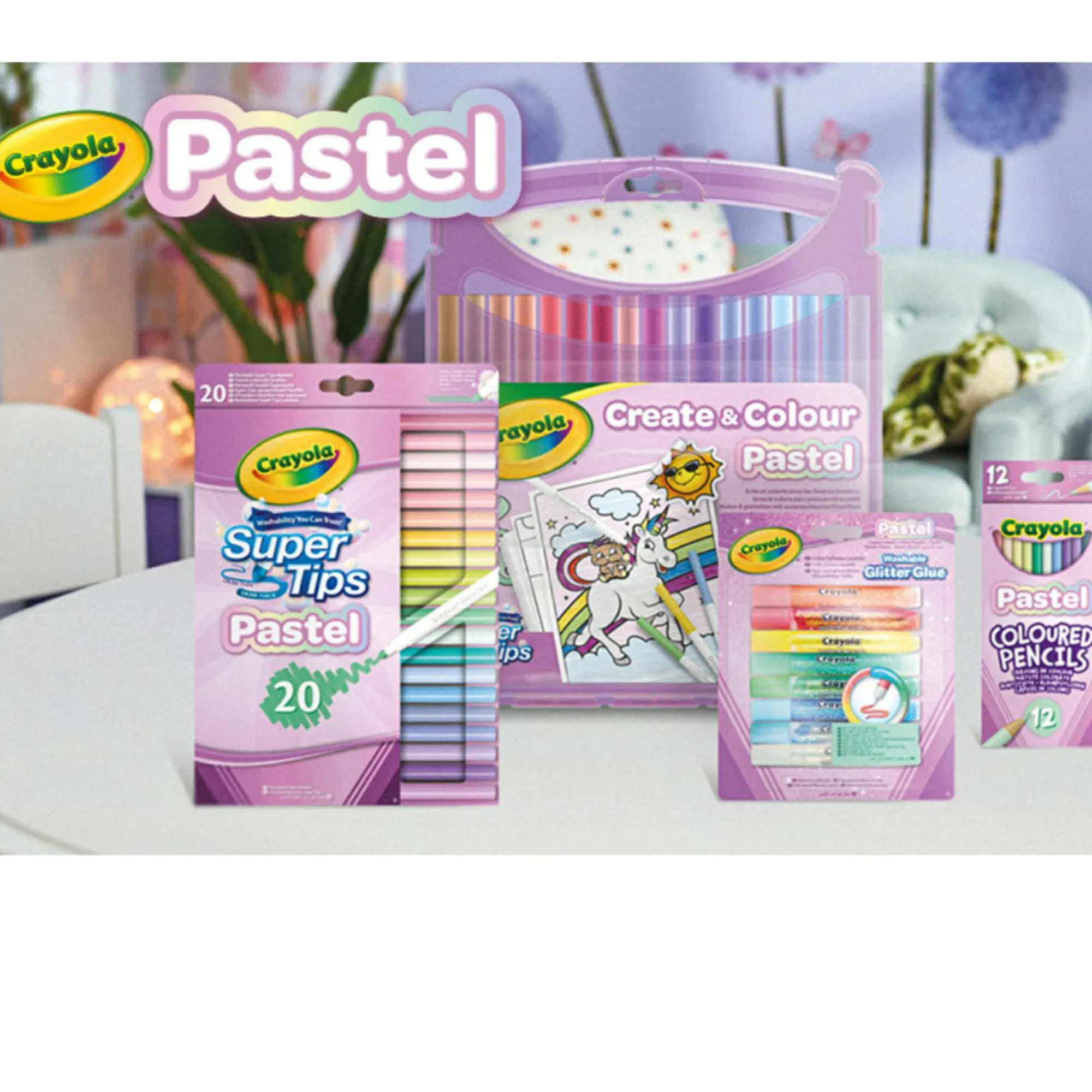 CRAYOLA pastel valigetta rosa – set 65 pezzi con pennarelli lavabili supertips, colori assortiti pastello – attività creativa e regalo bambini 4+> Kit Artistici E Pittura